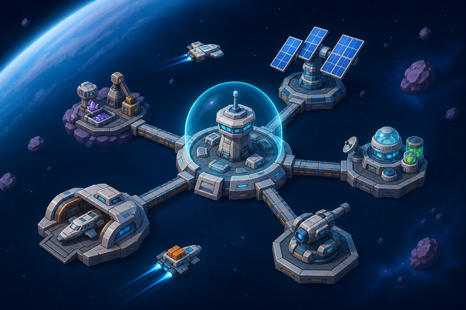 A Crypto Colony orbital base in space